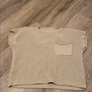 Taupe Knit Top with Pocket